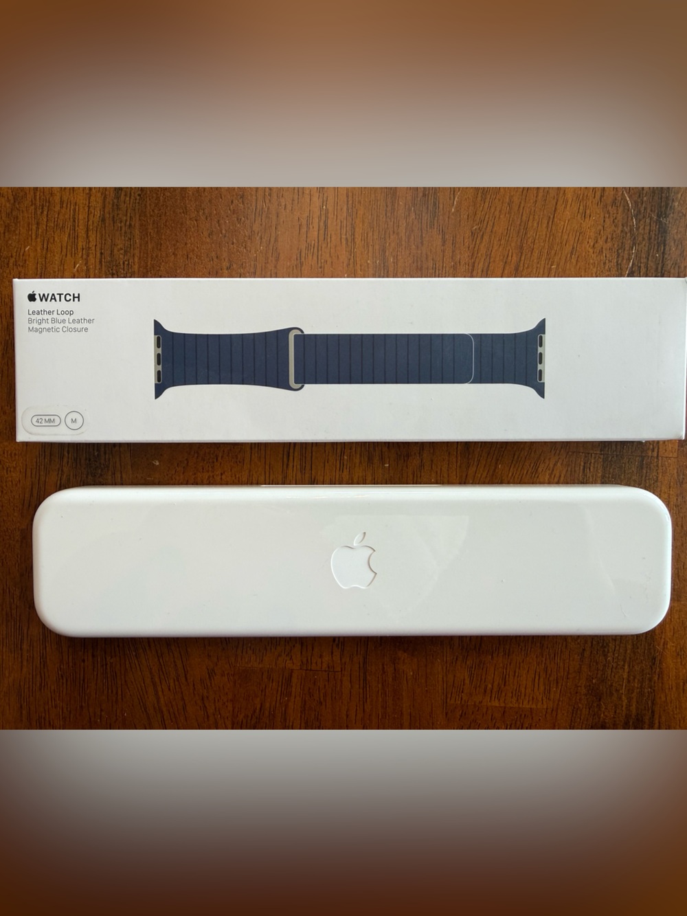 Apple Watch Blue Leather Loop Watch Band - 42MM Size M New